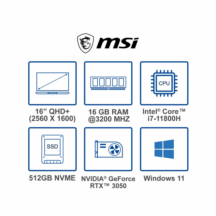 Computador Portátil MSI Creator M16 A11UC 16" Pulgadas Intel i7 RAM 16GB - Disco SSD 512GB - Negro