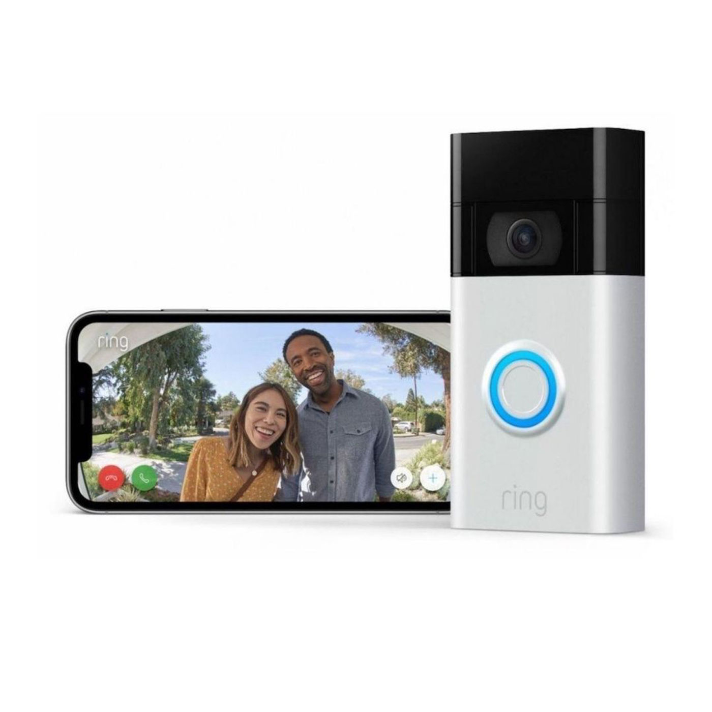 Video Portero con Cámara Integrada RING Inteligente WiFi Dia|Noche 1080p HD Doorbell 1 Plateado