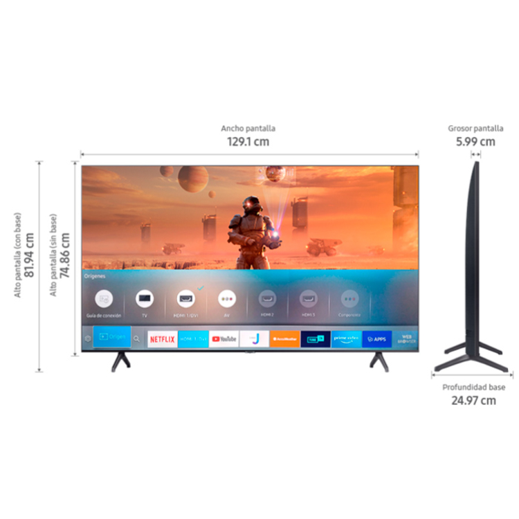 TV SAMSUNG 58" Pulgadas 147.32 cm 58TU7000 4K-UHD LED Smart TV