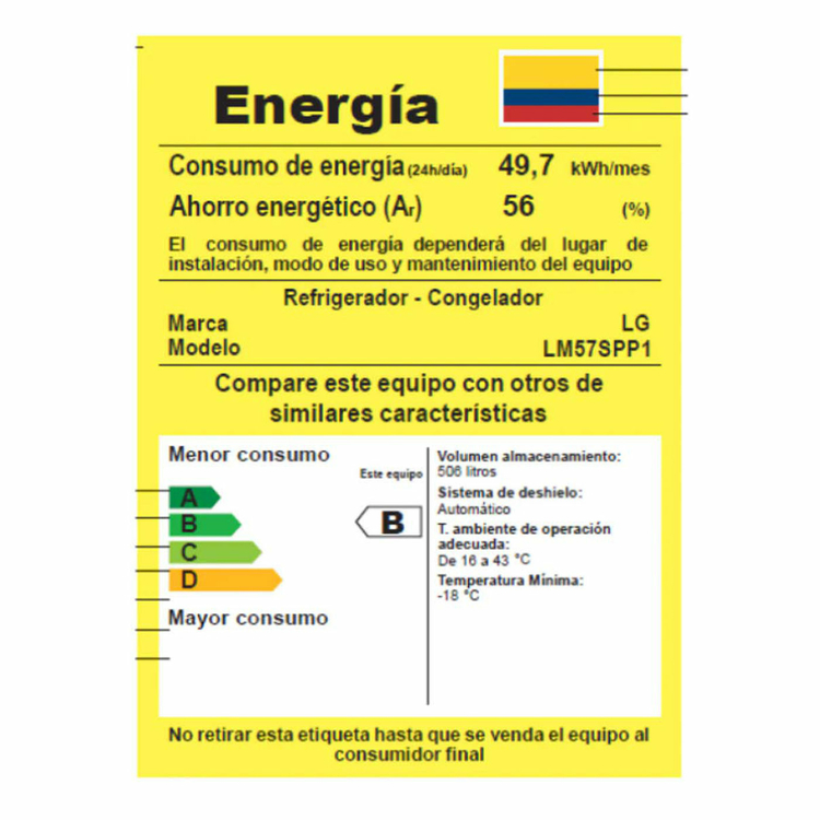 Nevecon LG Tipo Europeo 506 Litros LM57SPP1 Gris