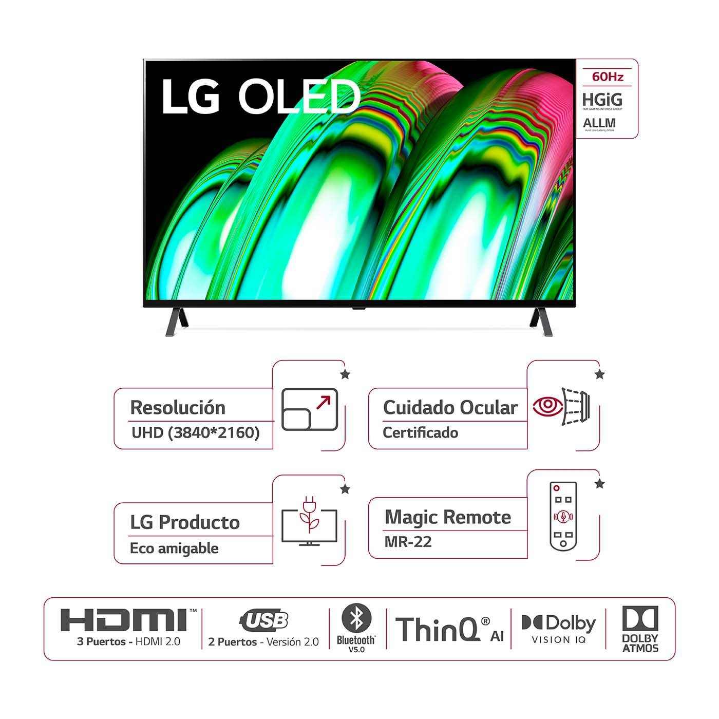 TV LG 55" Pulgadas 139 cm OLED55A2PSA 4K-UHD OLED Smart TV