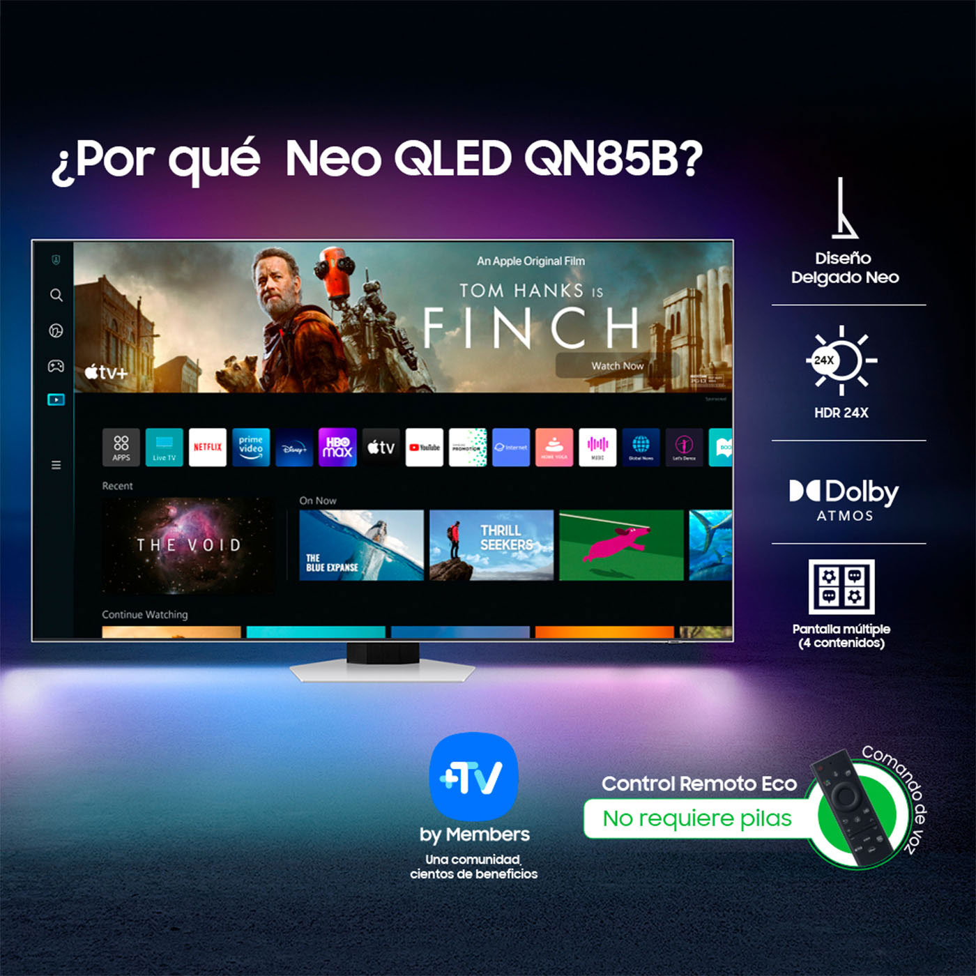 TV SAMSUNG 85" Pulgadas 215.9 cm QN85QN85BA 4K-UHD NEO QLED MINI LED Smart TV