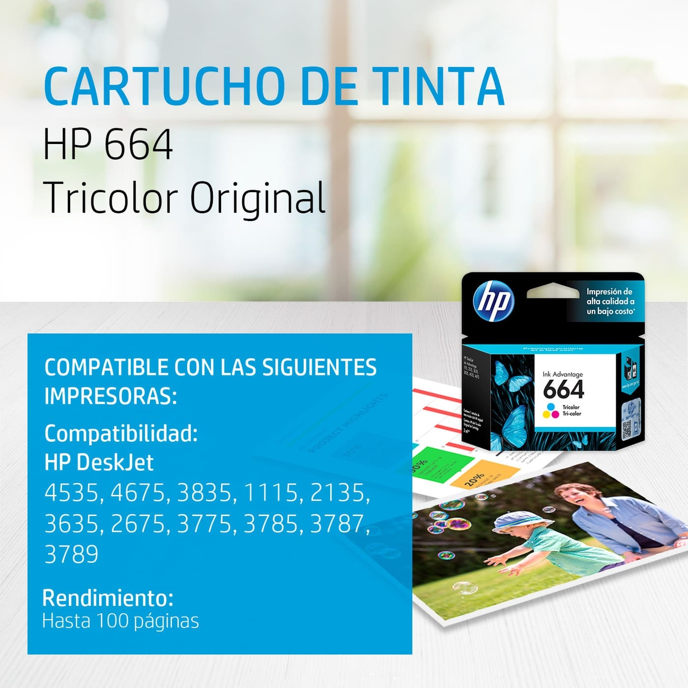 Cartucho de Tinta HP 664 Tricolor